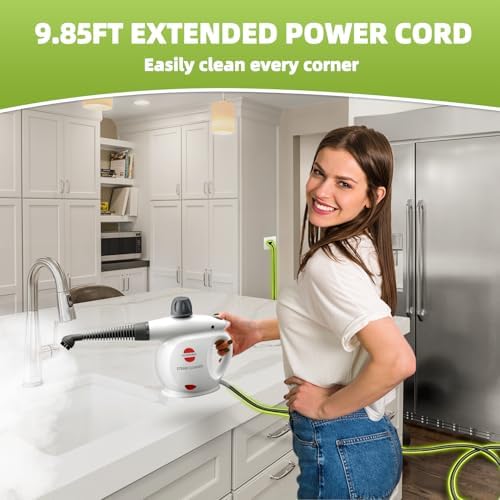 Handheld Steam Cleaner, Pressurized Multi-Surface Steam Shot with 13 Accessories, Safety Lock, Steamer for Cleaning Floor, Upholstery, Grout, Windows, Couch and Car, White - Image 2