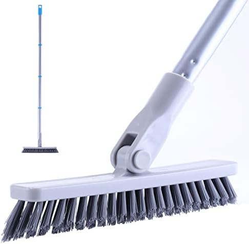 YONILL Grout Brush with Long Handle - Heavy Duty Grout Cleaner Brushes for Tile Floors, Swivel Stiff Bristles Floor Scrubber Cleaning Tool, Floor Scrub Brush for Shower, Kitchen, Baseboards and Corner by YONILL