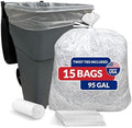 Reli. 95 Gallon Trash Bags (15 Count) | Clear | Twist Ties Included | Extra Tough, Leak-Proof, Heavy Duty Garbage Bags | Ideal for Large Clean Ups by Reli