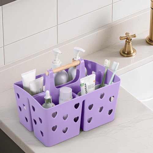 Portable Shower Caddy Plastic Shower Basket Organizer with Handle, Purple - Image 6