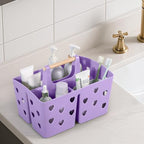 Portable Shower Caddy Plastic Shower Basket Organizer with Handle, Purple - Image 6