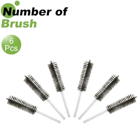 HARFINGTON 6pcs Wire Bore Brush Set 8 Inch Length 1.2 Inch Shank Stainless Steel Bristles Cleaning Brush for Clean Car Part Tube Kitchen Garage - Image 3