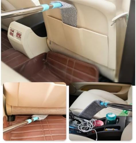 Retractable Gap Dust Cleaning Artifact, Flat Duster, with 2 Microfiber Dusting Cloths Long Handle (4 Replace Cloth) - Image 2