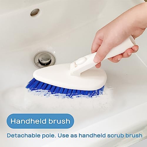 Qaestfy Shower Scrubber Cleaning Brush Combo Bath Tub Tile Cleaner Scrubber Brush with 51'' Adjustable Long Handle Scrub Brush for Bathroom Shower Bathtub Wall Mop Cleaning Scrubbing - Image 5