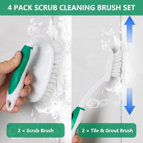 Scrub Brush Set, 4 Pack Deep Cleaning Brush Kit, Green - Image 2