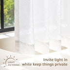 jinchan Rustic Linen Rod Pocket Tier Curtains, 26x20, 2 Panels, White - Image 4
