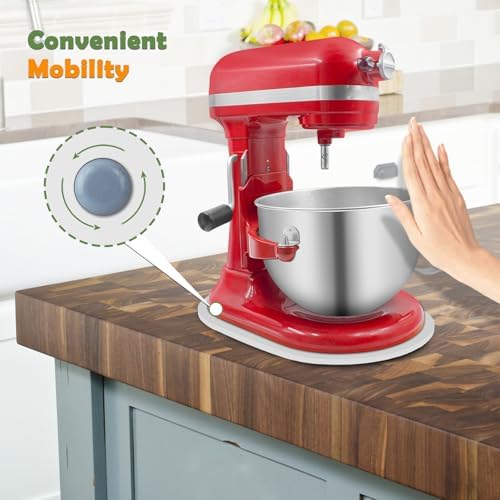 Bamboo Mixer Slider Compatible with Kitchen aid Bowl Lift 5-8 Qt Stand Mixer - Kitchen Countertop Storage Mover Sliding Caddy for Kitchenaid 5-8 Qt Mixer (5-8 Qt - White) - Image 5