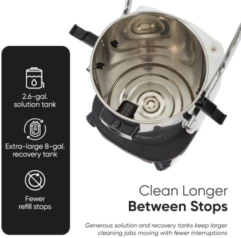 Dapper Supply Commercial 4-in-1 Wet/Dry Vacuum & Carpet Extractor, Carpet & Upholstery Cleaner, 100 PSI, 2.6 Gal. Solution Tank, 8 Gal. Recovery Tank, 2-Year Warranty - Image 4
