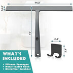 14 Inch Silicone Shower Squeegee for Glass Doors with Hook - Streak-Free Window Cleaner for Bathroom, Mirror, Tile & Car, No Scratch Squeegee with Metal Core (Gray - Image 5