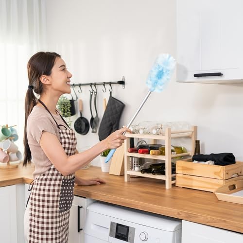 Vesici 300 Pcs Duster Refills Compatible with Swiffer Dusters Bulk Disposable Replacement Thickened with 1 Handle Heavy Duty for Cleaning, Office (Blue) - Image 6