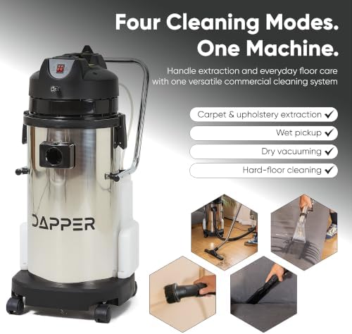Dapper Supply Commercial 4-in-1 Wet/Dry Vacuum & Carpet Extractor, Carpet & Upholstery Cleaner, 100 PSI, 2.6 Gal. Solution Tank, 10.5 Gal. Recovery Tank, 2-Year Warranty - Image 5