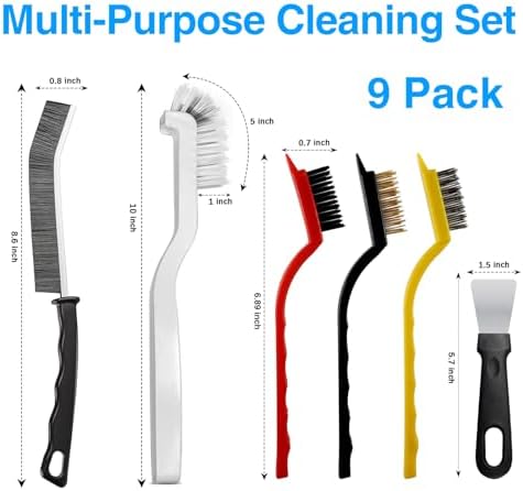 Crevice Cleaning Brush 9-Pack - Heavy Duty Hard Bristle Gap Brush for Deep Cleaning - Ultra-Thin Window Track Cleaning Tool for Shower Grout - Image 2