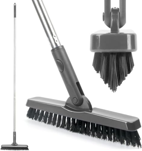 CELOX Grout Brush with Long Handle, 180°Rotation Tile Grout Cleaning Brush, Gray by CELOX