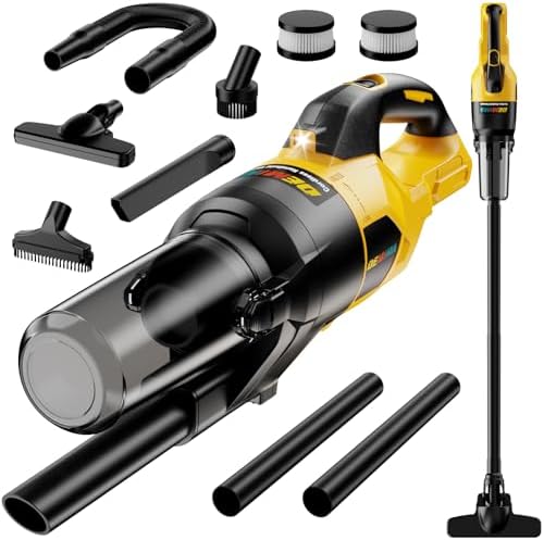 Cordless Vacuum Cleaner for Dewalt 20V Battery, 6 in 1 Handheld Electric Vacuum Cleaner with HEPA Filter and LED Light, 46 CFM Portable Hand Vacuum for Floor, Carpet, Car (Battery Not Included) by Unknown