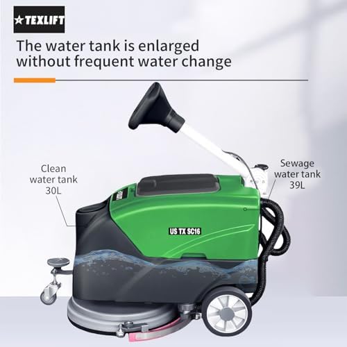 Walk-Behind Commercial Floor Scrubber Machine, 16″ Cleaning Width, Battery Powered Scrubber Dryer with 9 Gal Tank for Warehouse, Retail & Facility Cleaning (US-TX-SC16) - Image 6