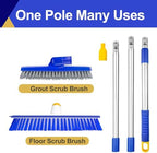 12" Wide Floor Scrub and Grout Brush Set With Long Extendable Handle - Stiff Bristle Heavy Duty Cleaner for Tile, Deck, Garage, Kitchen, Bathroom - Image 6