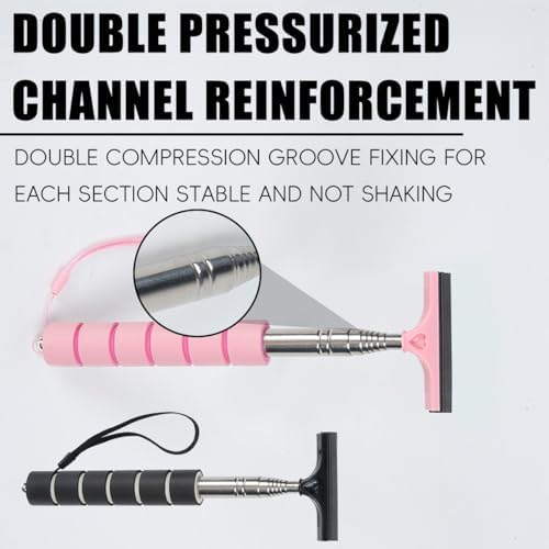 Bittwee 2PCS Car Side Mirror Squeegee, Retractable Auto Rearview Mirror Wiper, All-Purpose Window Squeegee for Cleaning Shower Glass Door, Vehicle Accessories Universal for SUV Truck RV（Black/Pink） - Image 5