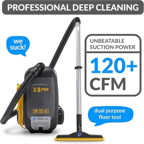 Prolux X8 Pro 10 lb Lightweight Commercial Backpack Vacuum – HEPA Filtration w/Sealed 8 Qt HEPA Bags, 120 CFM Commercial Suction, 50′ Cord, Loaded with Attachments - Image 3