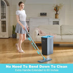 JOYMOOP Mop and Bucket Set, Mops for Floor Cleaning, Wall Mop Cleaner with Long Handle, with 6 Reusable Microfiber Mop Pads - Grey+Cyan Blue - Image 5