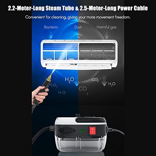 2500W Handheld Steam Cleaner High Temperature Pressurized Steam Cleaning Machine Portable Car Steamer with Brush Heads (White) - Image 2