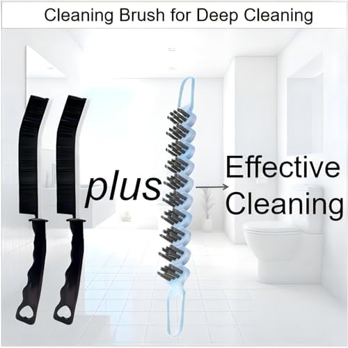 Crevice Cleaning Brush Set Grout Scrub Cleaning Tools 3 Pcs Black/Blue - Image 2