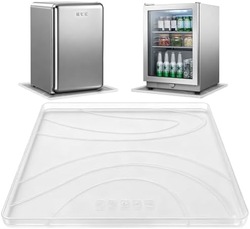 Mini Fridge Silicone Mat,19.7"x19.7"x0.5" Under Refrigerator Mat, Mini Fridge Drip Pan Prevent Water Leakage,Floor Damage,Protect Mat for Small Fridge,Refrigerator,Freezer-Translucent by KeytoVibrantRelaxingGracefulHomes