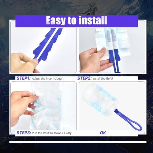 Duster Refills Compatible with Swiffer Duster, Heavy Duty Multi Surface Duster Replacement with 1 Extra Handle for Cleaning Furniture, Blinds, Ceiling Fans and Car (Blue-50 Pack) - Image 2