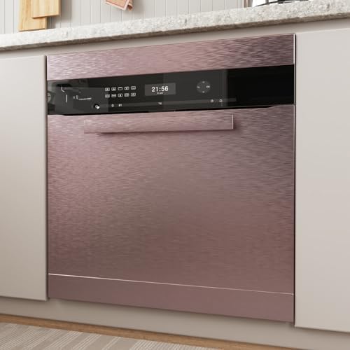 CRE8TIVE 12"x80" Rose Gold Stainless Steel Contact Paper for Kitchen Wallpaper Peel and Stick Brushed Metallic Wallpaper Heat Resistant Self Adhesive Metal Vinyl for Appliance Dishwasher Fridge Covers - Image 2