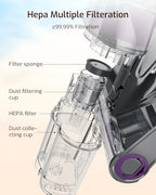 LED Display Mattress Vacuum Cleaner, 18Kpa Bed Vacuum Cleaner with 253.7nm UV-C Light, HEPA Filter & Ultrasoni, 149℉ Heat, Triple-Cup Versatile Handheld Vacuums for Bed Sofa Carpets Pet Hair Fine Dust - Image 6