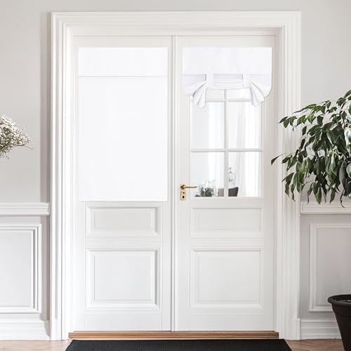 NICETOWN Pure White Blackout French Door Curtains for Half Window Cover by NICETOWN
