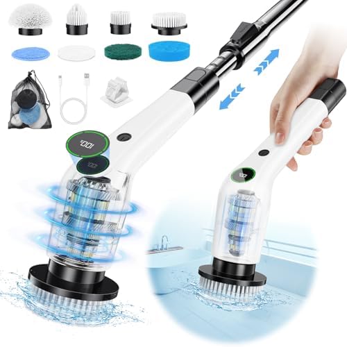 PUFTEM Electric Spin Scrubber, Cordless Shower Scrubber, Adjustable Handle by PUFTEM