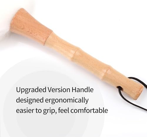Feather Duster, Lambswool Duster for Cleaning,with Solid Wooden Handle,Leather Hang Strap,Anti-Static 14.9 inch Washable Reusable Small Hand Duster(Natural) for Office, Home and Car - Image 5