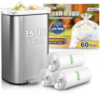 Teivio Large Tall Kitchen Clear Trash Bags 15 Gallon 60 Count Garbage Bags by Teivio