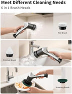 Electric Spin Scrubber, Cordless Household Cleaning Brush with 6 Replaceable Heads, 3 Speeds, LED Display, Lightweight Handheld Power Scrubber for Cleaning Stove/Bowl/Sink/Corner/Tile/Grout-Black - Image 6