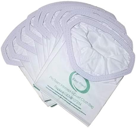 10 Replacement 107314 HEPA Bags. Compatible with ProTeam Intercept 6 QT Backpack Vacuum Cleaner. Fits Super Coach Pro 6 GoFree Flex Pro ProVac FS 6 by Casa+Fresh