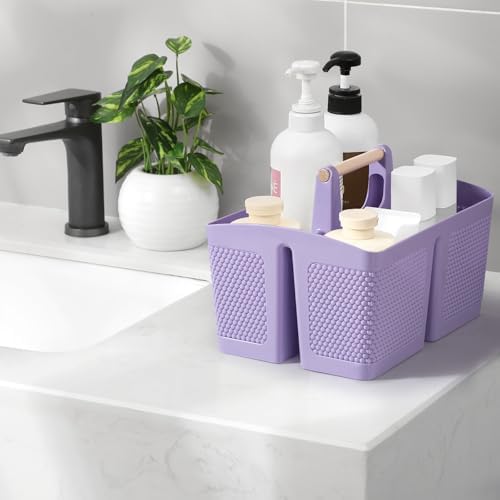 rejomiik Plastic Shower Caddy, Portable Shower Basket with Handle, Purple - Image 2
