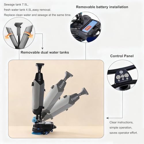 Commercial Floor Scrubber Machine, 17in Electric Buffer Polisher, - Image 5
