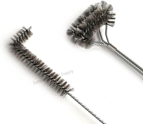 SUNRISE Fryer Brush with Long Handle (Stainless Steel, L, Double Brush, and Rubber Handle Cleaning Rod) - Image 4