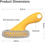SUBEKYU Cast Iron Scrubber with Silicone Handle, Stainless Steel Skillet Cleaner for Cast Iron Pans (Yellow) - Image 5