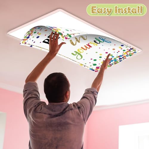 8pcs Fluorescent Light Covers for Classroom,2x4 FT Colorful Confetti - Image 4