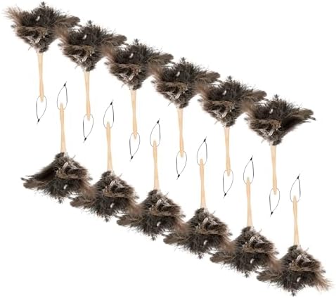 Superio Ostrich Feather Duster Fluffy Dust Remover, with Wooden Handle Reusable for Cleaning Homes, Ceilings, and Furniture (12 Pack) by Superio