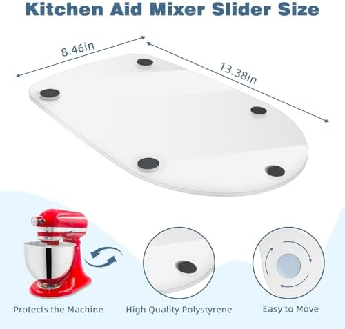 Mixer Slider Mat for Kitchen Aid 4.5-5 Qt Tilt Head Stand Mixer, Glossy Sliding Tray Mixer Sliders for Kitchenaid Artisan Mixer, Kitchen Aid Accessories and Attachments, Countertop Storage, Clear - Image 3