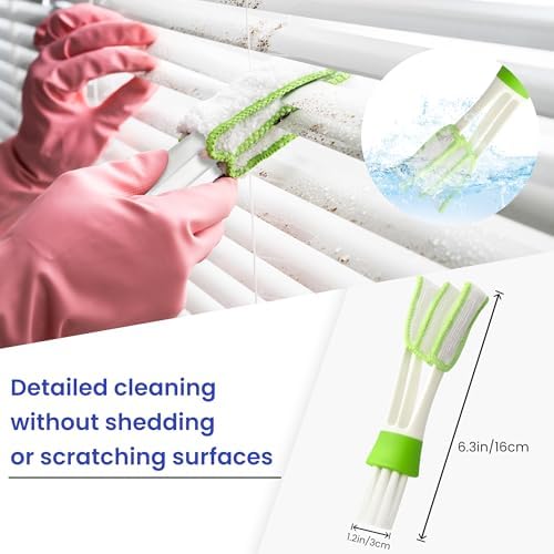 Blind Cleaner Duster Tool - 4 Pcs 7 Fingers Anti-Shedding Window Blind Cleaner Tool and 4 Pcs Air Vent Cleaner, with High-Density Microfiber Fleece and Ergonomic Handle, Detachable and Washable - Image 3