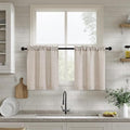 Semi Sheer Kitchen 24 Inch Short Curtains 2 Panels Set Flax Linen by DUKIYO