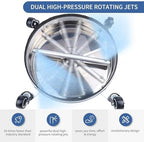 Biswing 16" Pressure Washer Stainless Steel Surface Cleaner with 4 Wheels & 1/4" Quick Connector, Power Washer Attachment with 2 Extension Wand, 2 Replacement Nozzles, 4000 PSI - Image 3