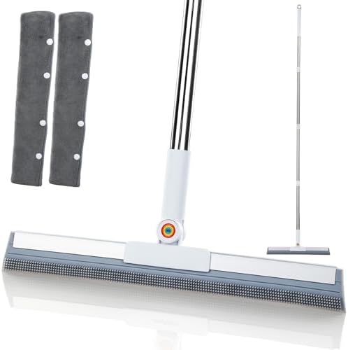 Magic Squeegee Broom for Floors, 62 in Handle, Rubber Pet Hair Remover by MUEE
