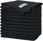 FIXSMITH Black Microfiber Cleaning Cloth -Pack of 12, Highly Absorbent Cleaning Rags, 16"X12" All Purpose Cleaning Towels for Housekeeping, Kitchen, Car, Lint Free and Reusable Microfiber Towels by FIXSMITH