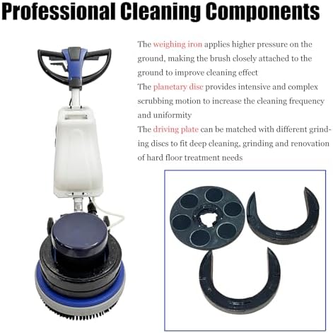 18" Commercial Floor Scrubber Buffer Industrial Heavy Duty Polisher Commercial Carpet Floor Brushing Machine Multifunctional Ground Scrubber Buffer Heavy Duty Polisher Cleaner, AC110V 60Hz - Image 5