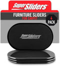 Super Sliders 5-3/4" x 9-1/2" XL Oval Reusable Furniture Sliders for Carpet, Anti-Slip Protective Furniture Moving Pads for Beds, Sofas, Dressers, Set of 4, Black by SUPERSLIDERS