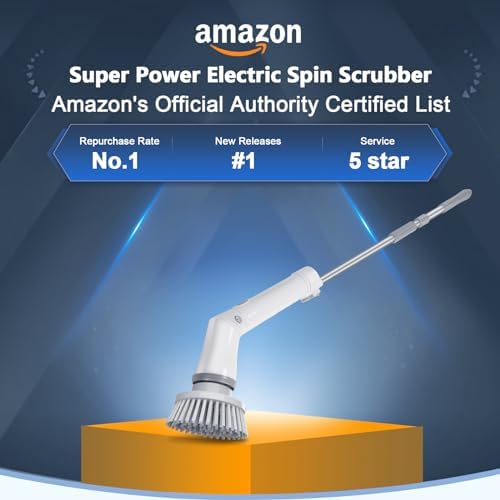 Qimedo Upgrade Rechargeable Electric Scrubber for Cleaning, 45-inch Handheld Spin Scrubber with Extended Long Handle, Cordless Power Dish Scrubber with 6 Brushes for Bathtub Grout Tile Floor - Image 7